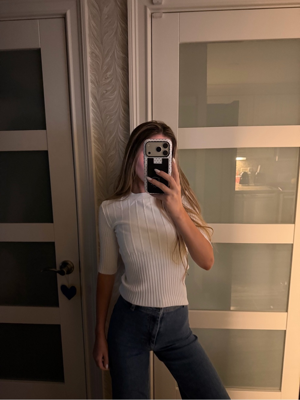 Frame Denim White Ribbed Short-Sleeve Top